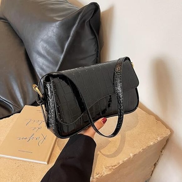 Neiman Marcus Crocodile Black Vegan Leather Purse - Picture 3 of 5